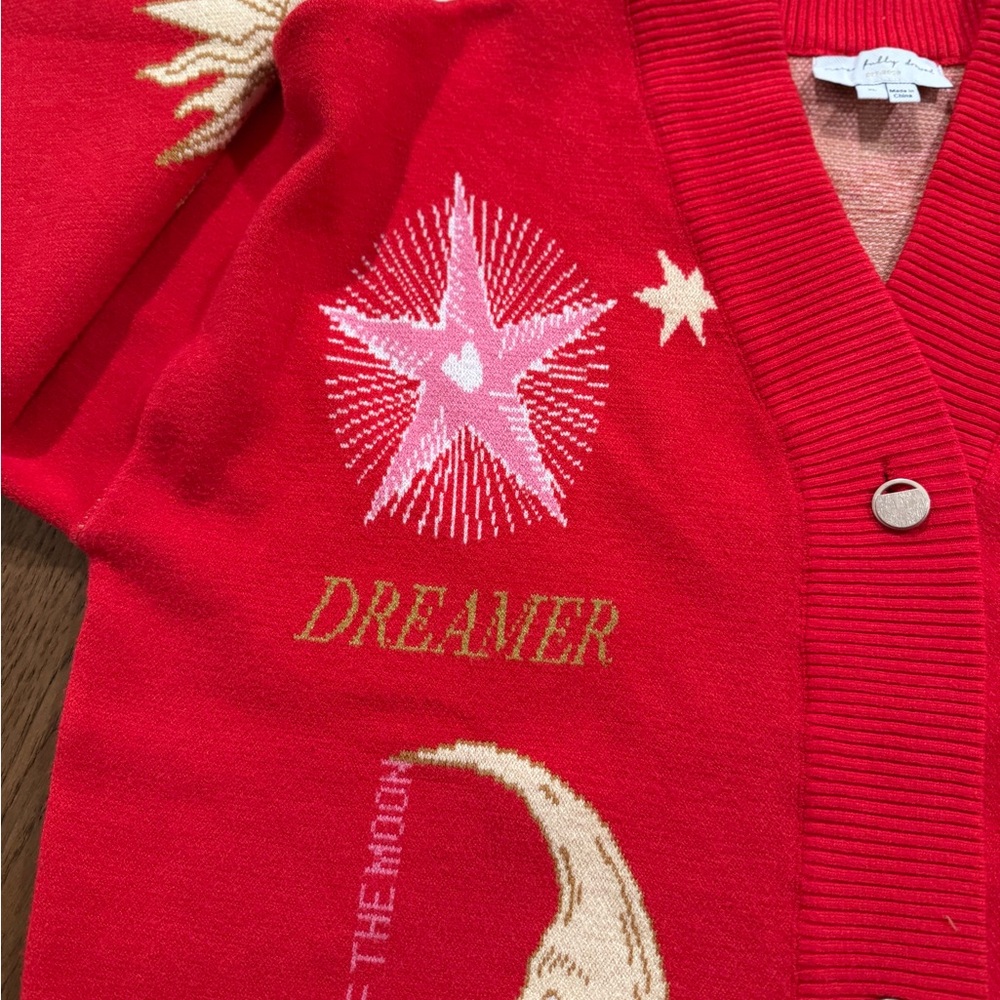 Never Fully Dressed Red Celestial Motif Cardigan - Picture 9 of 15
